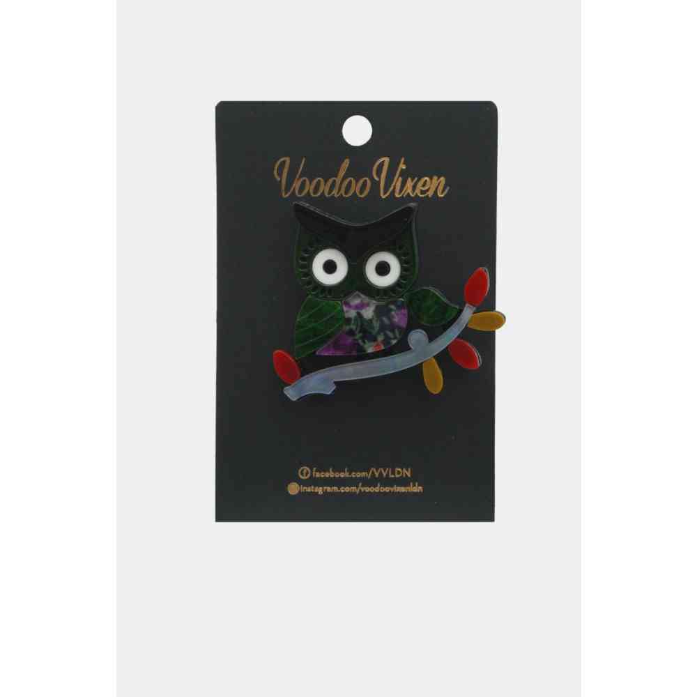 Voodoo Vixen - Mid Century Style Owl Broche - Multicolours